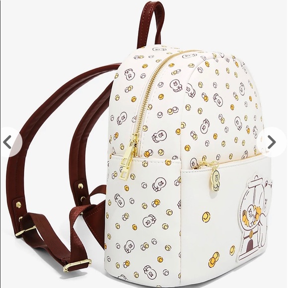 Brown and Friends faux leather mini backpack/ and free pair of matching socks main image 6